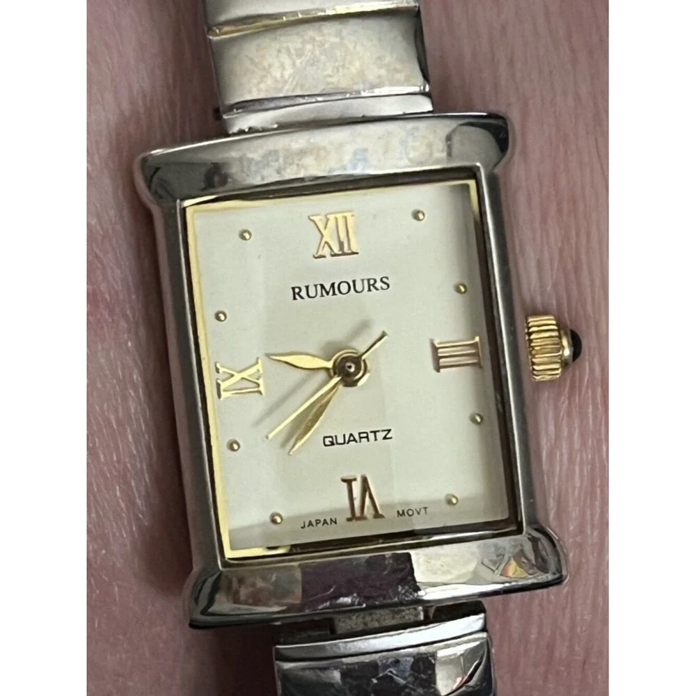 Rumours Silver Tank Watch Gold Roman New Battery Bangle